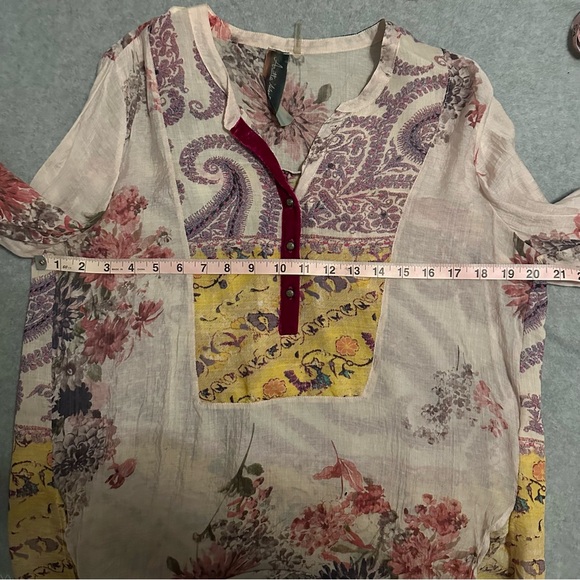 Aratta Silent Journey cream sheer blouse size L - Picture 7 of 7